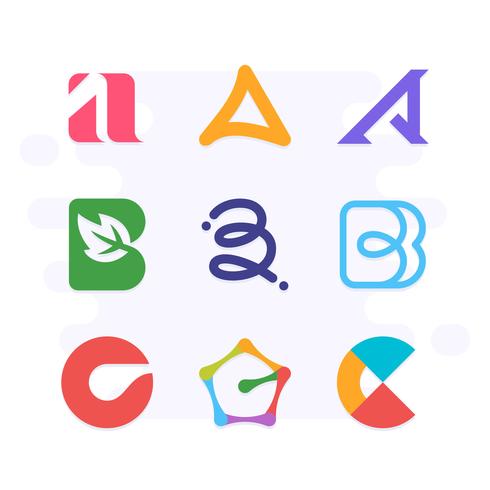 Creative Monogram Logo Collection. Letter A B C Logo. Flat Style vector