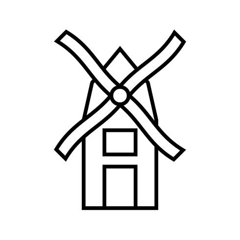 Windmill Line Black Icon vector