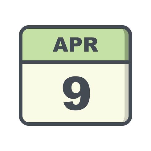 April 9th Date on a Single Day Calendar 495606 Vector Art at Vecteezy
