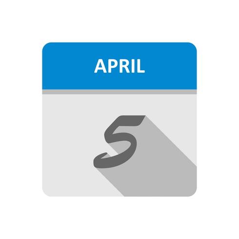 April 5th Date on a Single Day Calendar vector