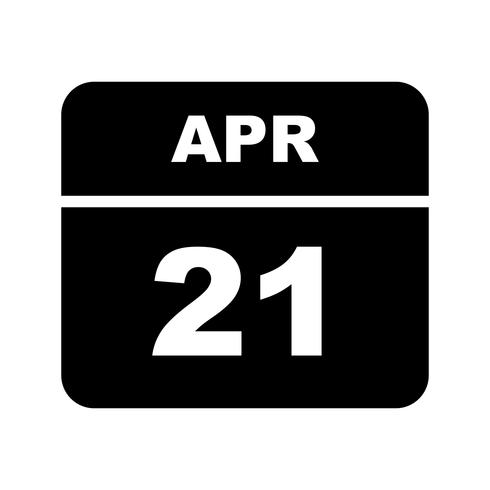 April 21st Date on a Single Day Calendar vector