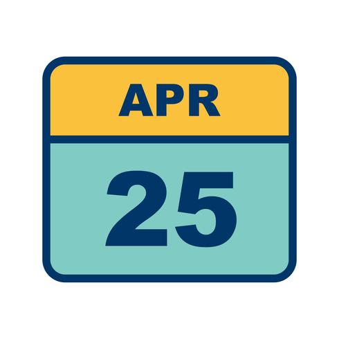 April 25th Date on a Single Day Calendar vector