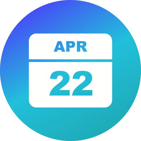 April 22nd Date on a Single Day Calendar vector