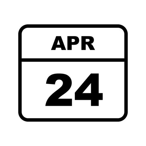 April 24th Date on a Single Day Calendar vector