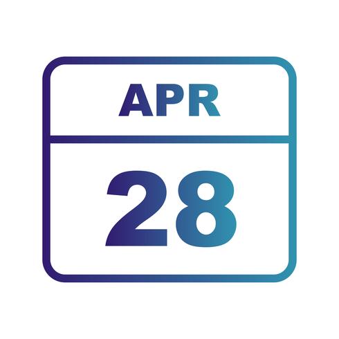 April 28th Date on a Single Day Calendar vector