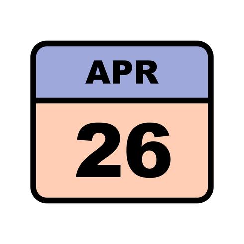 April 26th Date on a Single Day Calendar vector