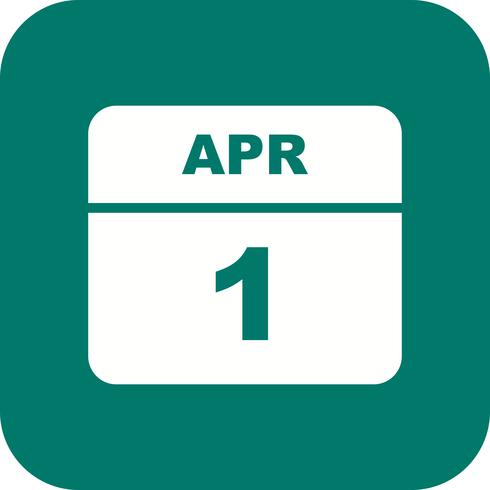 April 1st Date on a Single Day Calendar vector