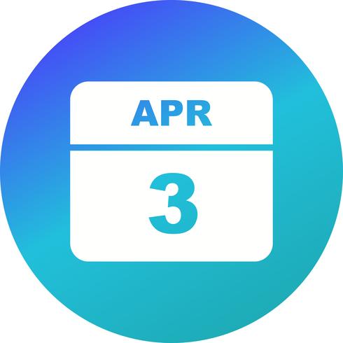 April 3rd Date on a Single Day Calendar vector