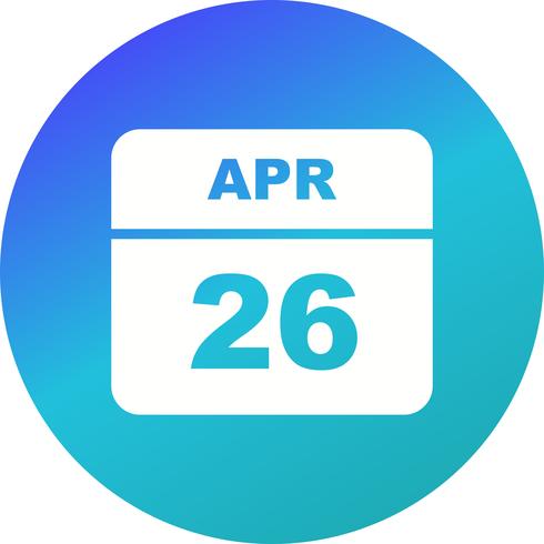 26 de abril Fecha en un calendario de un solo día vector