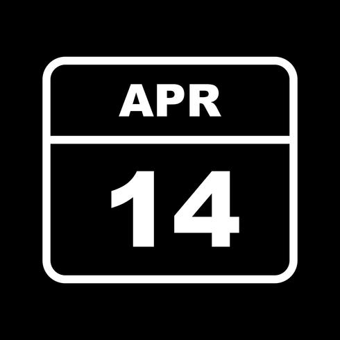 April 14th Date on a Single Day Calendar vector