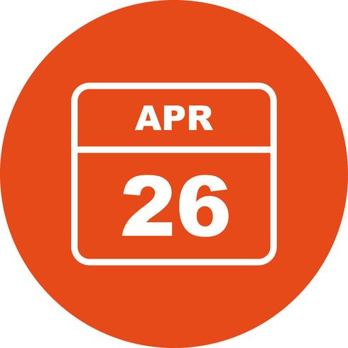 April 26th Date on a Single Day Calendar vector