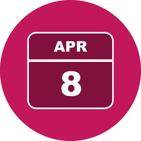 April 8th Date on a Single Day Calendar vector