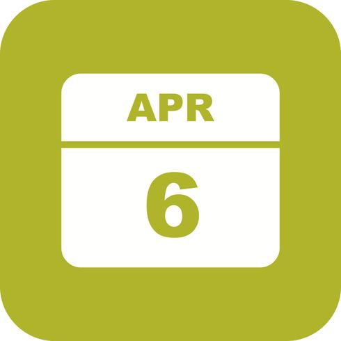 April 6th Date on a Single Day Calendar vector