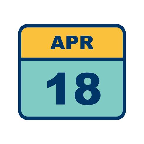 April 18th Date on a Single Day Calendar vector