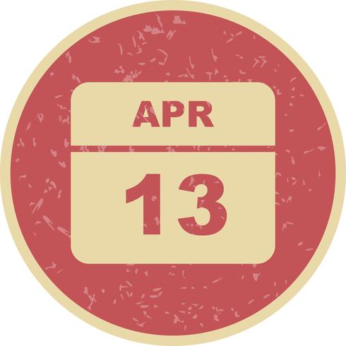 April 13th Date on a Single Day Calendar vector