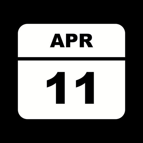 April 11th Date on a Single Day Calendar vector