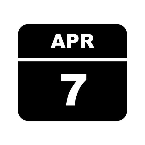 7 de abril Fecha en un calendario de un solo día vector