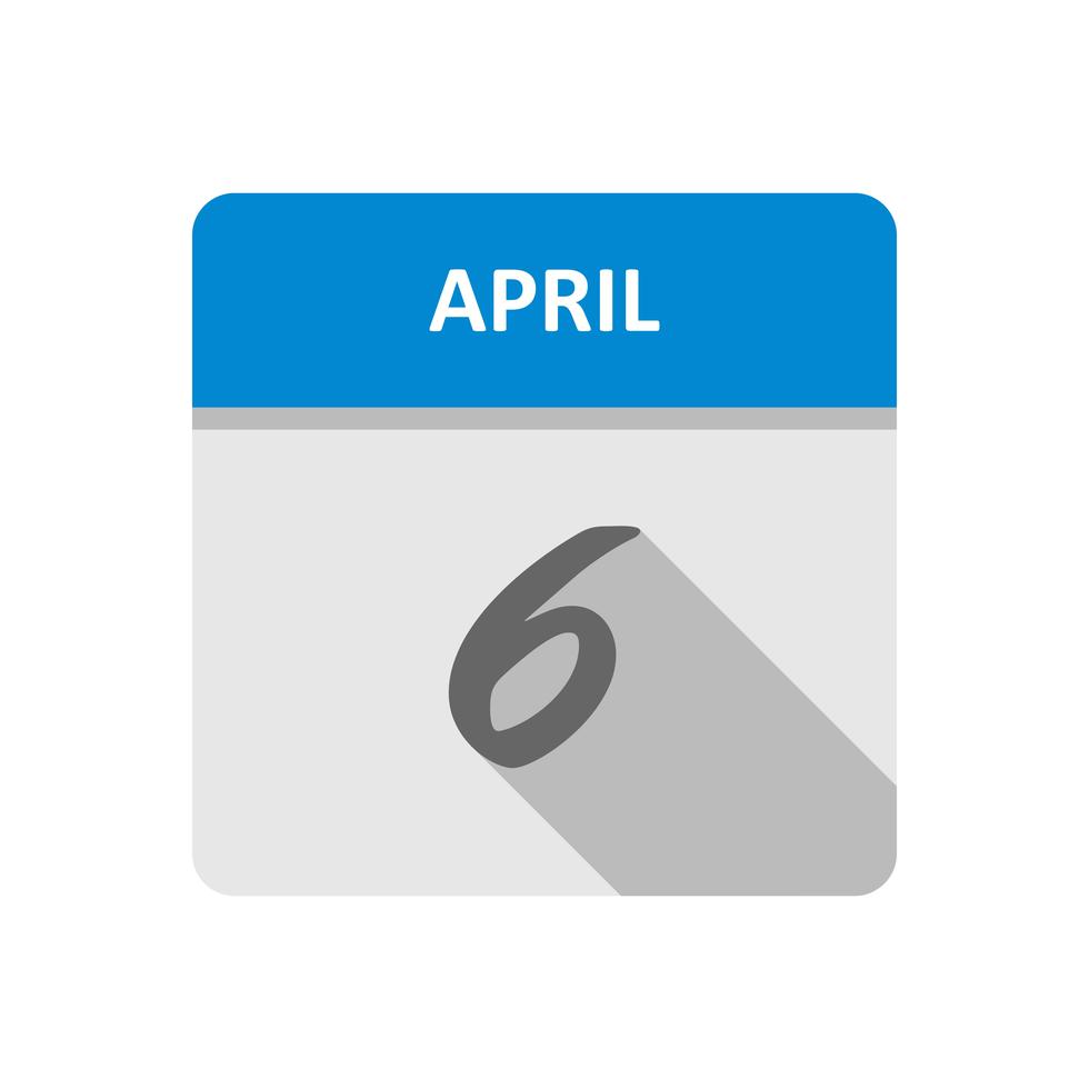 April 6th Date on a Single Day Calendar 496502 Vector Art at Vecteezy