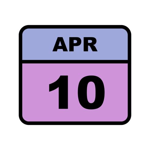 April 10th Date on a Single Day Calendar vector