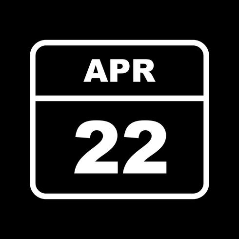 April 22nd Date on a Single Day Calendar vector