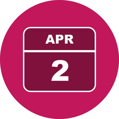 2 de abril Fecha en un calendario de un solo día vector