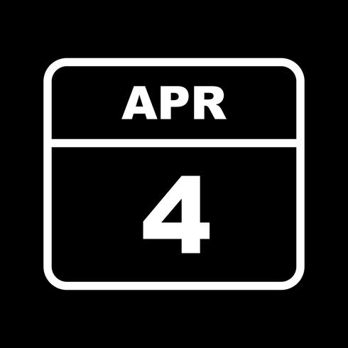 April 4th Date on a Single Day Calendar vector