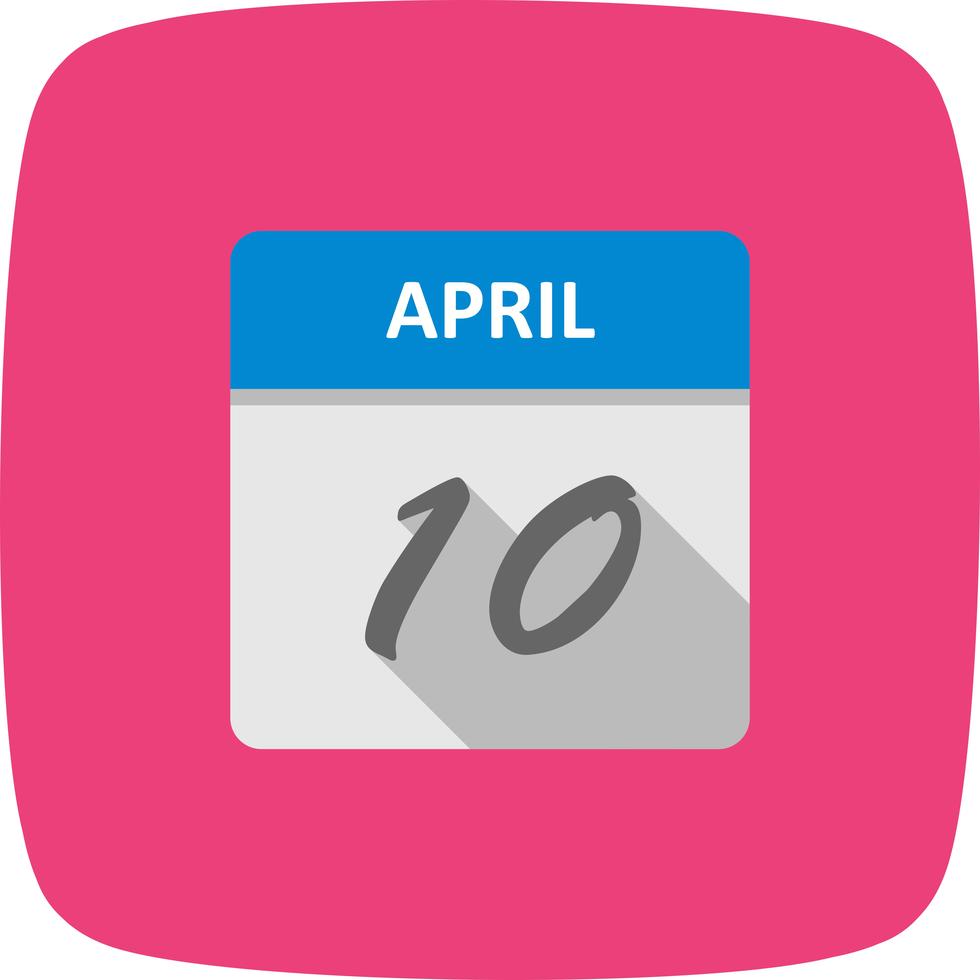 April 10th Date on a Single Day Calendar 496765 Vector Art at Vecteezy