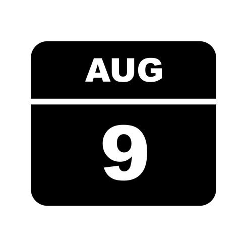 August 9th Date on a Single Day Calendar vector