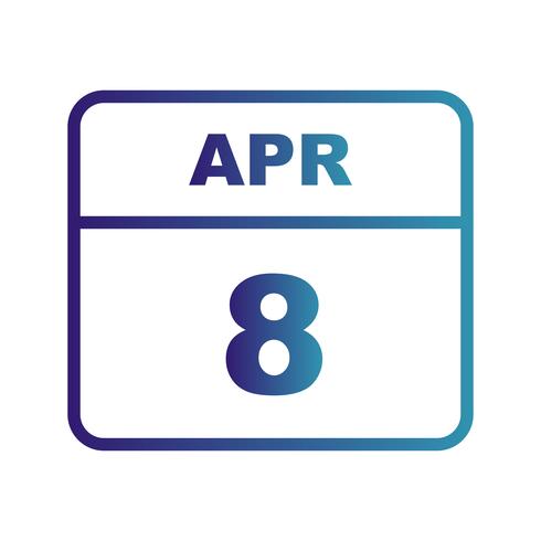 April 8th Date on a Single Day Calendar vector