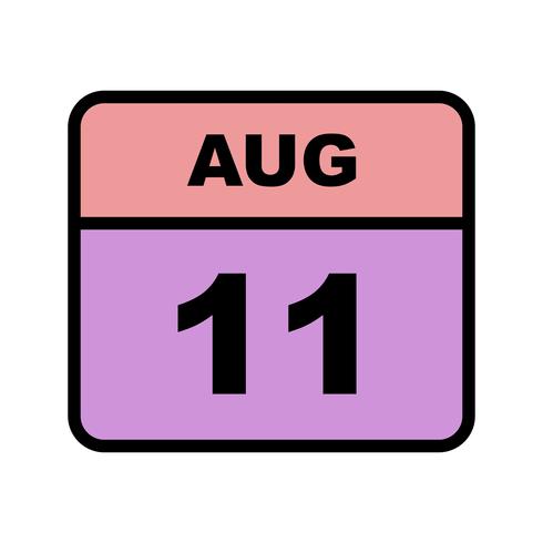 11 de agosto, fecha en un calendario de un solo día vector