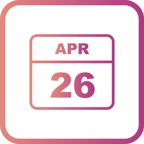 26 de abril Fecha en un calendario de un solo día vector