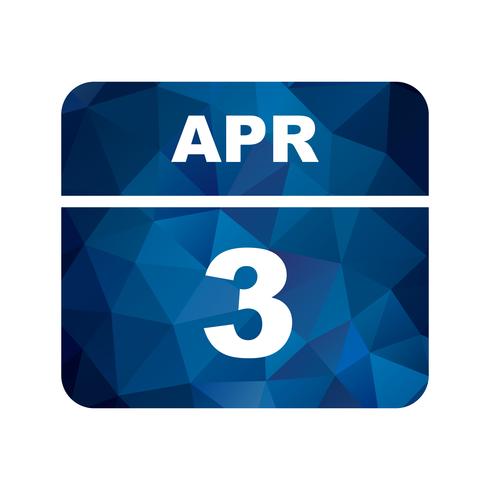 April 3rd Date on a Single Day Calendar vector