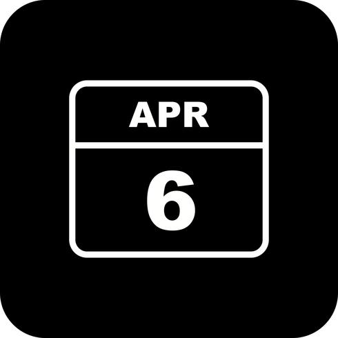 April 6th Date on a Single Day Calendar vector