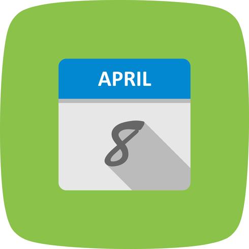 April 8th Date on a Single Day Calendar vector