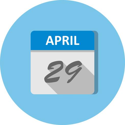 Fecha del 29 de abril en un calendario de un solo día vector