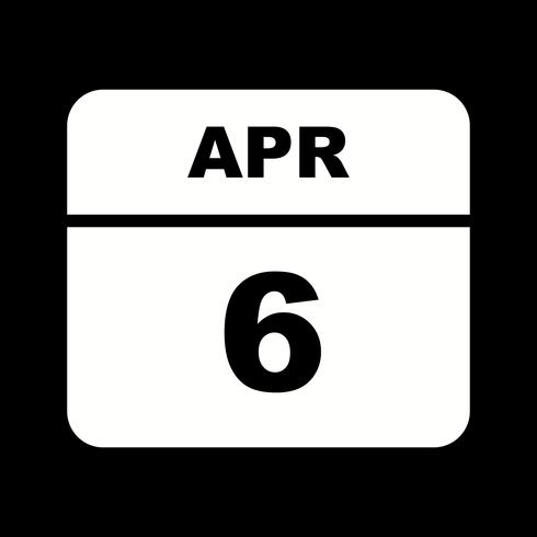 April 6th Date on a Single Day Calendar vector