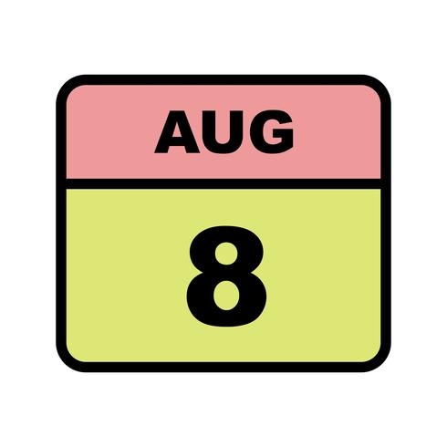 August 8th Date on a Single Day Calendar vector