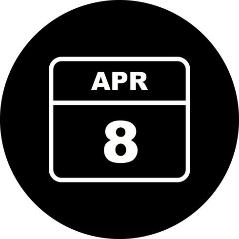 April 8th Date on a Single Day Calendar vector