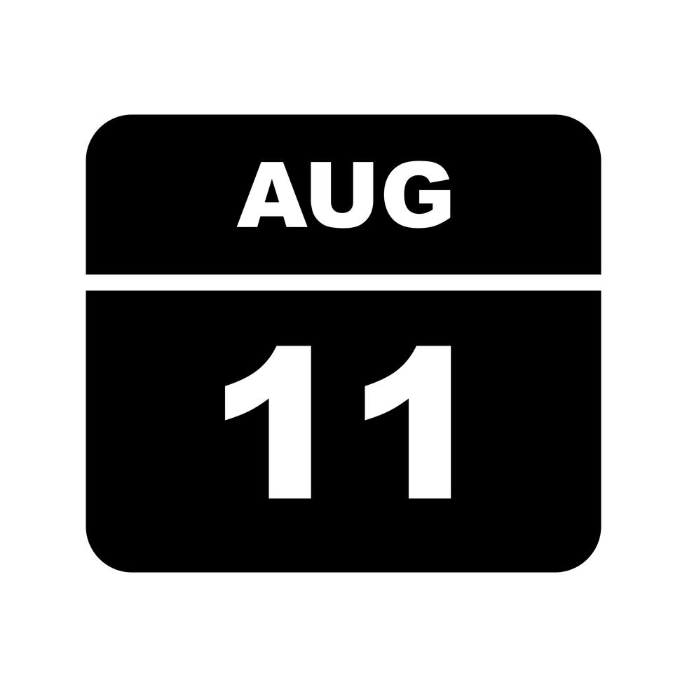 August 11th Date on a Single Day Calendar 497211 Vector Art at Vecteezy