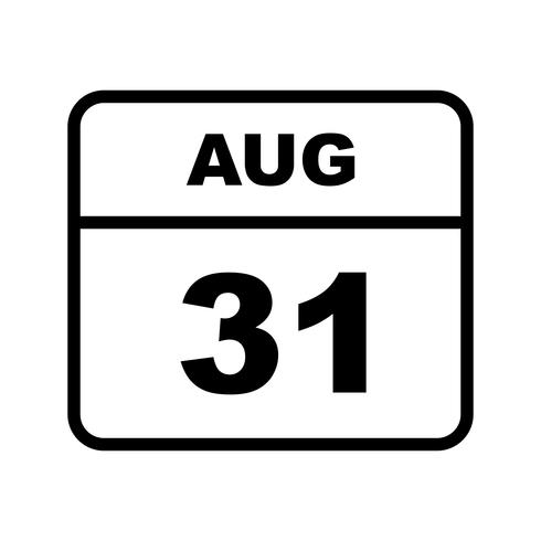 August 31st Date on a Single Day Calendar vector