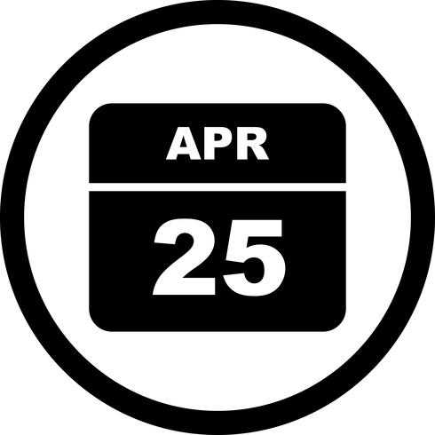 April 25th Date on a Single Day Calendar vector