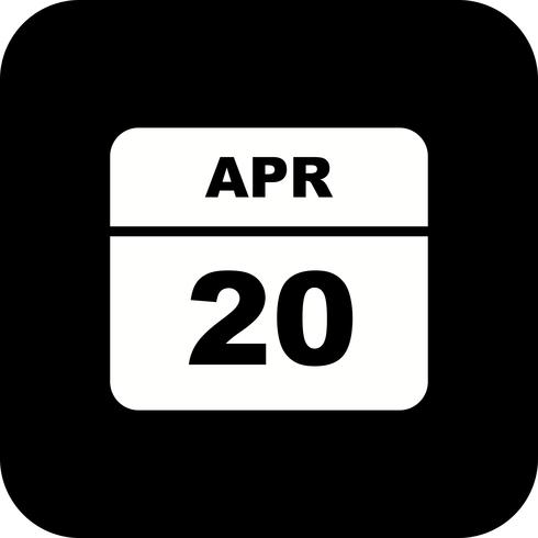 April 20th Date on a Single Day Calendar vector