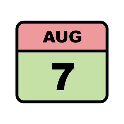 7 de agosto, fecha en un calendario de un solo día vector