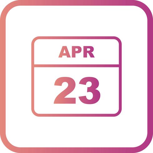 April 23rd Date on a Single Day Calendar vector