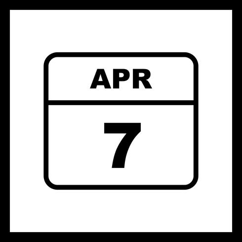 April 7th Date on a Single Day Calendar vector