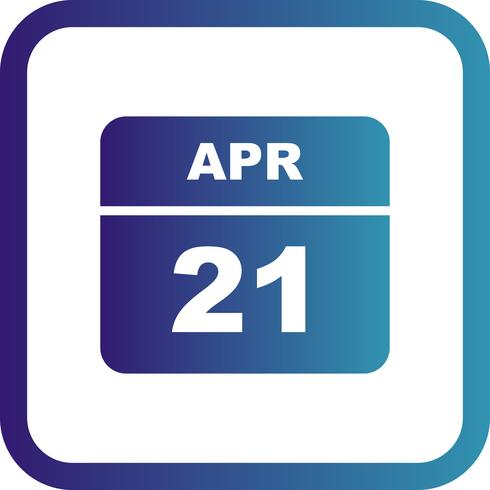 Fecha del 21 de abril en un calendario de un solo día vector