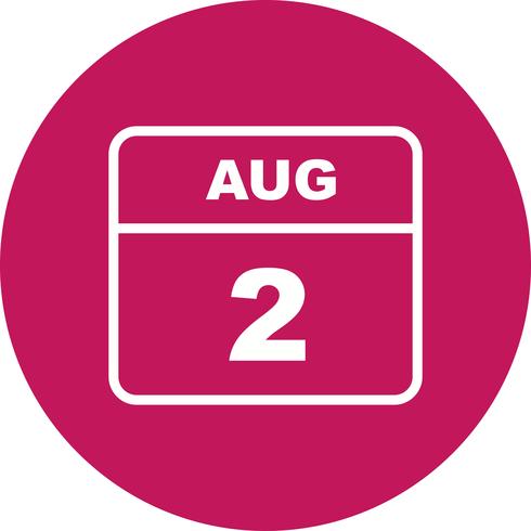 August 2nd Date on a Single Day Calendar vector