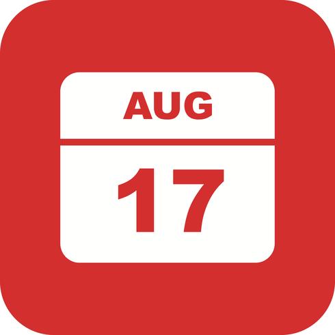 August 17th Date on a Single Day Calendar vector