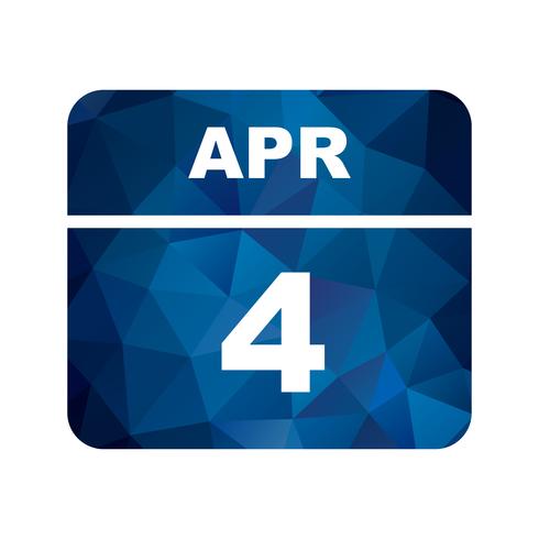 April 4th Date on a Single Day Calendar vector