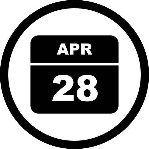 April 28th Date on a Single Day Calendar vector